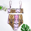 Spaghetti Strap Padded Print High Waist Women Bikini Set