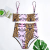 Spaghetti Strap Padded Print High Waist Women Bikini Set
