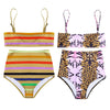 Spaghetti Strap Padded Print High Waist Women Bikini Set
