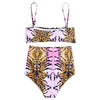 Spaghetti Strap Padded Print High Waist Women Bikini Set