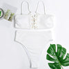 Spaghetti Strap Strapless Padded Lace-up High Waist Women Bikini Set