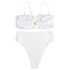 Spaghetti Strap Strapless Padded Lace-up High Waist Women Bikini Set