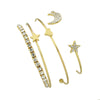 4pcs Braclet Set Stainless Steel Crystal Braclet Women Screw Hand Fashion Star Moon Love Wedding Cuff Bangle Bracelet