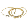 4pcs Braclet Set Stainless Steel Crystal Braclet Women Screw Hand Fashion Star Moon Love Wedding Cuff Bangle Bracelet