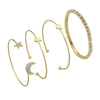 4pcs Braclet Set Stainless Steel Crystal Braclet Women Screw Hand Fashion Star Moon Love Wedding Cuff Bangle Bracelet