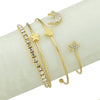4pcs Braclet Set Stainless Steel Crystal Braclet Women Screw Hand Fashion Star Moon Love Wedding Cuff Bangle Bracelet