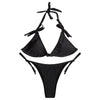 Halter Neck Backless Padded Low Waist Tied Bowknot Women Bikini Set