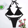 Halter Neck Backless Padded Low Waist Tied Bowknot Women Bikini Set