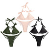 Halter Neck Backless Padded Low Waist Tied Bowknot Women Bikini Set
