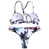 Spaghetti Strap Padded Underwire Tree Print Tied Low Waist Women Bikini Set