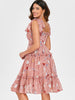 Print Tie Up Ruffle Midi Dress