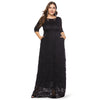 Round Collar 3/4 Sleeve Lace Crochet Plus Size Pocket Women Maxi Dress