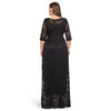 Round Collar 3/4 Sleeve Lace Crochet Plus Size Pocket Women Maxi Dress