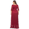 Round Collar 3/4 Sleeve Lace Crochet Plus Size Pocket Women Maxi Dress