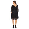 Round Collar 3/4 Sleeve Backless Lace Crochet Plus Size Women Dress