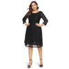 Round Collar 3/4 Sleeve Backless Lace Crochet Plus Size Women Dress