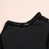 LETING Girls Swimwear Black Lace Long Sleeves Backless Sunscreen Swimsuit