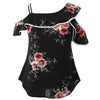 Women Chiffon Blouse One Shoulder Ruffled Spaghetti Straps Shirt Floral Tops