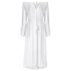 Sexy Off The Shoulder Dress Hollow Lace Spliced Design Ribbon Flouncing Hem