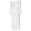 Sexy Off The Shoulder Dress Hollow Lace Spliced Design Ribbon Flouncing Hem