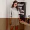 Round Collar Short Sleeve Loose Metallic Yarn Women T-shirt