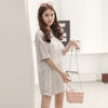 Round Collar Short Sleeve Loose Metallic Yarn Women T-shirt