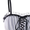 Criss Cross Lace Trim Empire Waist Spaghetti Strap Corset Top