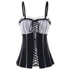 Criss Cross Lace Trim Empire Waist Spaghetti Strap Corset Top