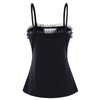 Criss Cross Lace Trim Empire Waist Spaghetti Strap Corset Top