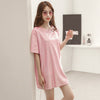 Round Collar Short Sleeve Loose Metallic Yarn Women T-shirt