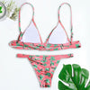 Spaghetti Strap Padded Backless Tree Print Low Waist Women Bikini Set