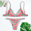 Spaghetti Strap Padded Backless Tree Print Low Waist Women Bikini Set