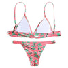 Spaghetti Strap Padded Backless Tree Print Low Waist Women Bikini Set