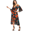 Plunge Cold Shoulder Floral Dress