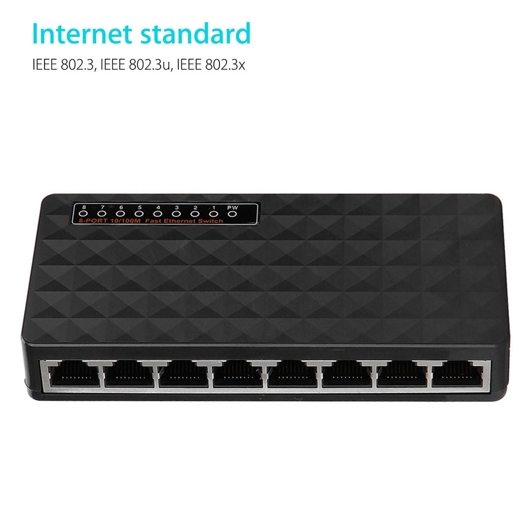 8 Port Fast Ethernet LAN Desktop RJ45 Network Switch Hub Adapter