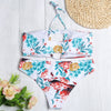 Halter Neck Cut Out Padded Backless Floral Print Low Waist Women Bikini Set