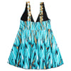 Plunge Neck Padded Backless Print Plus Size Swimsuit Women Two-piece Tankini