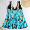 Plunge Neck Padded Backless Print Plus Size Swimsuit Women Two-piece Tankini