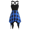 Tartan Print Insert Asymmetrical Dress