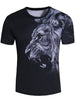 3D Roaring Lion Print Short Sleeve T-shirt