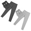 Plunge Neck Crop Top High Waist Long Pant Elastic Solid Color Women Sports Suit