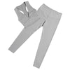 Plunge Neck Crop Top High Waist Long Pant Elastic Solid Color Women Sports Suit
