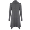 Funnel Collar Long Sleeve Button Pocket Asymmetric Women Dress