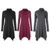 Funnel Collar Long Sleeve Button Pocket Asymmetric Women Dress