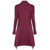 Funnel Collar Long Sleeve Button Pocket Asymmetric Women Dress