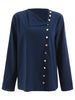Skew Neck Oblique Buttons Blouse