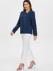 Skew Neck Oblique Buttons Blouse