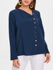 Skew Neck Oblique Buttons Blouse