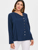 Skew Neck Oblique Buttons Blouse