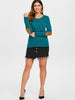 Stylish Back Buttoned Elbow Spliced Pullover Sweater For Women